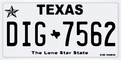 TX license plate DIG7562