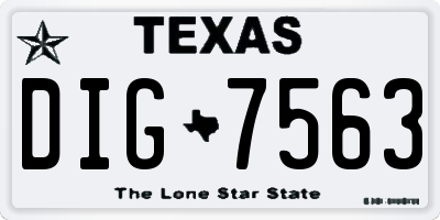 TX license plate DIG7563