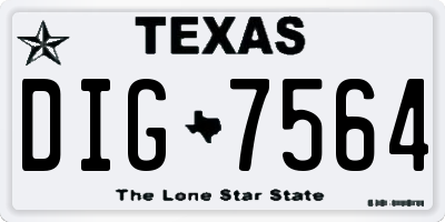 TX license plate DIG7564