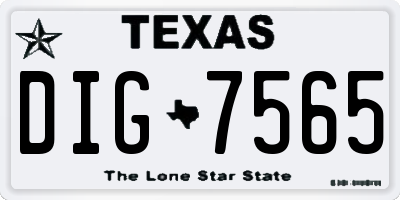 TX license plate DIG7565