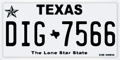 TX license plate DIG7566