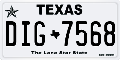 TX license plate DIG7568
