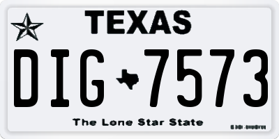 TX license plate DIG7573