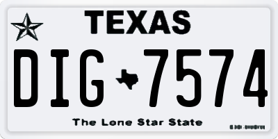 TX license plate DIG7574