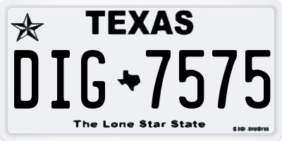 TX license plate DIG7575