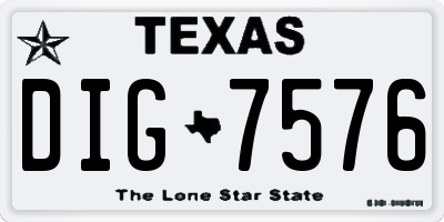 TX license plate DIG7576
