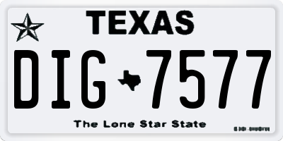 TX license plate DIG7577