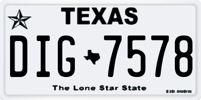 TX license plate DIG7578