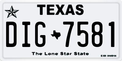 TX license plate DIG7581