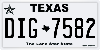 TX license plate DIG7582