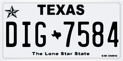 TX license plate DIG7584
