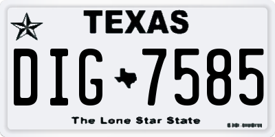 TX license plate DIG7585