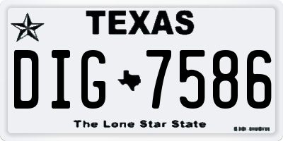 TX license plate DIG7586