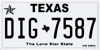TX license plate DIG7587