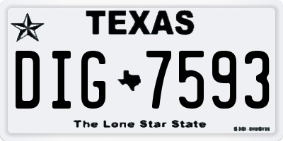 TX license plate DIG7593