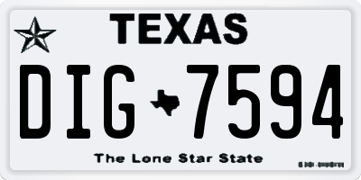TX license plate DIG7594