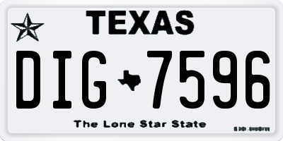 TX license plate DIG7596