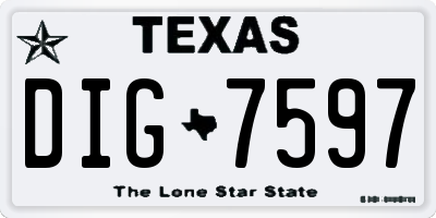 TX license plate DIG7597