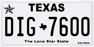 TX license plate DIG7600