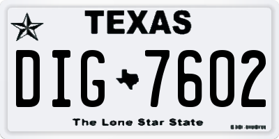 TX license plate DIG7602