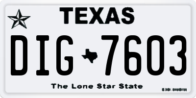 TX license plate DIG7603