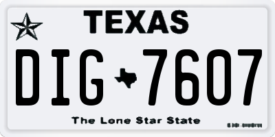 TX license plate DIG7607