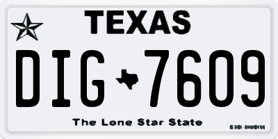 TX license plate DIG7609