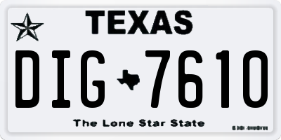 TX license plate DIG7610