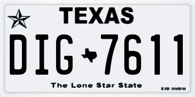 TX license plate DIG7611