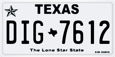 TX license plate DIG7612