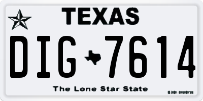 TX license plate DIG7614