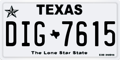 TX license plate DIG7615
