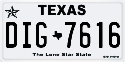 TX license plate DIG7616
