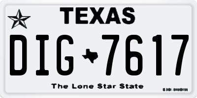 TX license plate DIG7617