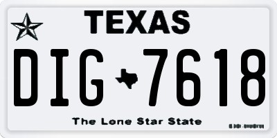 TX license plate DIG7618