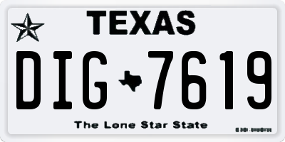TX license plate DIG7619