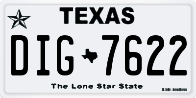 TX license plate DIG7622