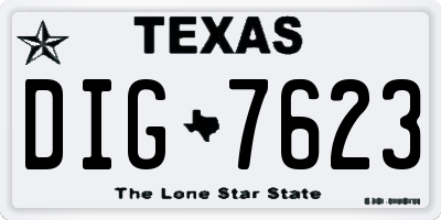 TX license plate DIG7623