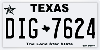 TX license plate DIG7624