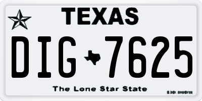 TX license plate DIG7625