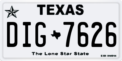TX license plate DIG7626