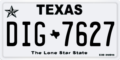 TX license plate DIG7627