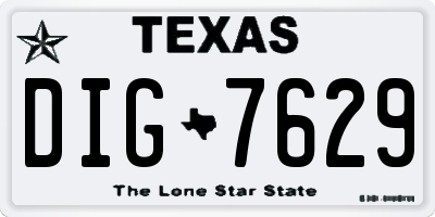 TX license plate DIG7629