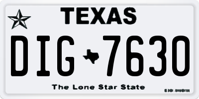 TX license plate DIG7630