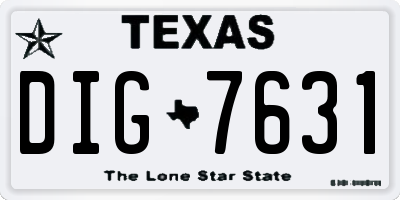 TX license plate DIG7631