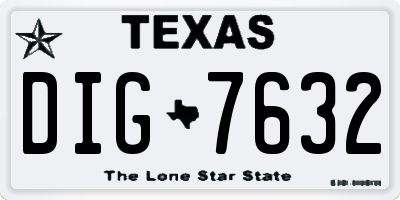 TX license plate DIG7632