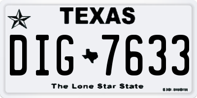 TX license plate DIG7633