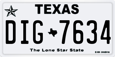 TX license plate DIG7634