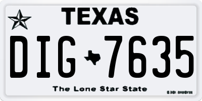 TX license plate DIG7635