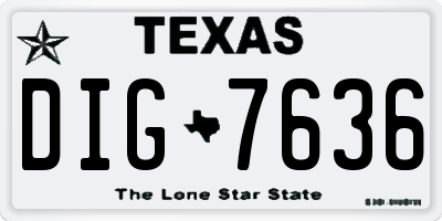 TX license plate DIG7636